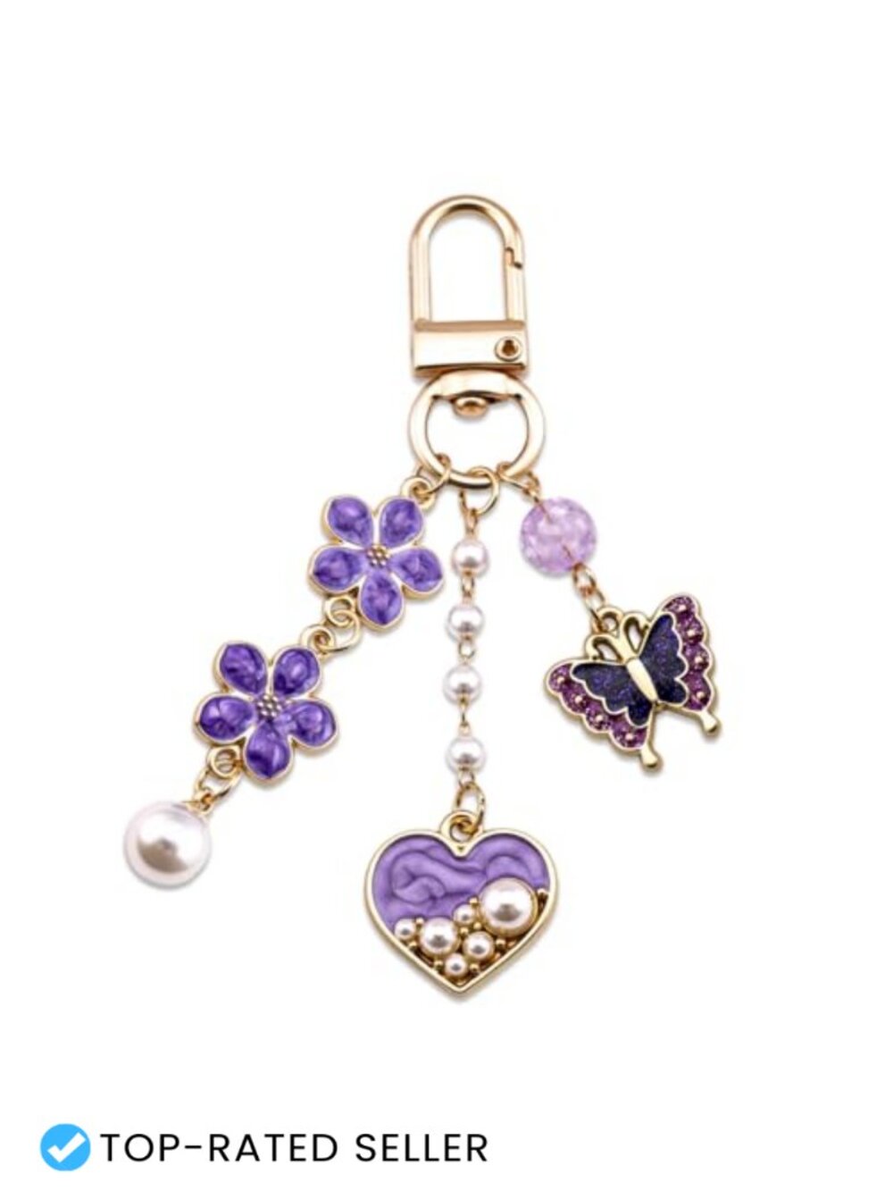 Y2K Butterfly Heart Keychain Bag Charm Alloy Purse Charm for Handbags